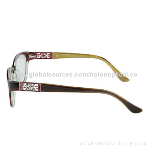 Retro Vintage Brown Women's Eyeglasses with Chinese Style Deco